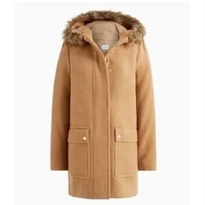 J crew vail chateau parka with faux fur trim/size 4